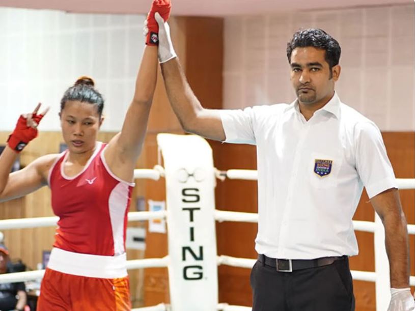 Ankushita (left) emerged victorious in the opening round bout