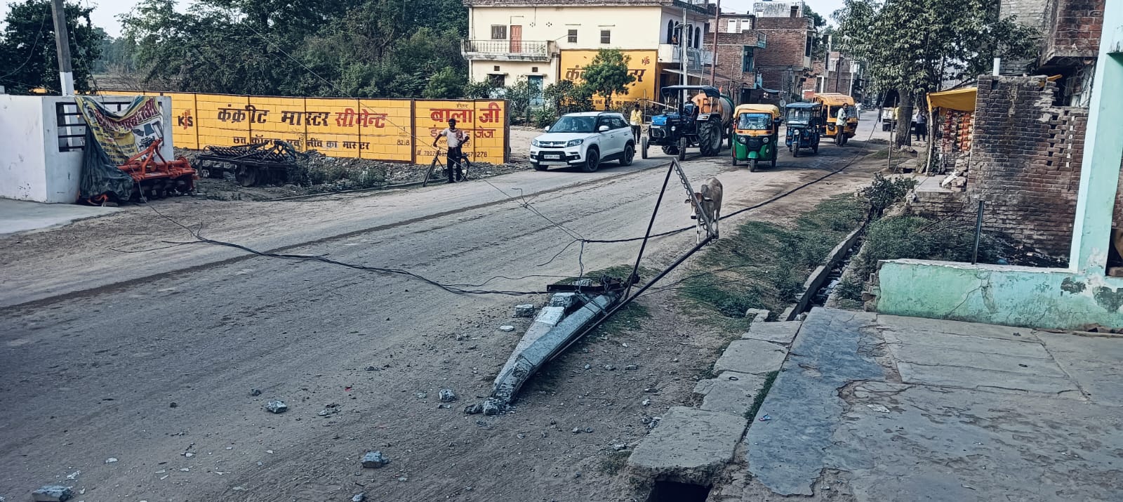 तेज रफ्तार बस बिजली के खंभे से टकराई