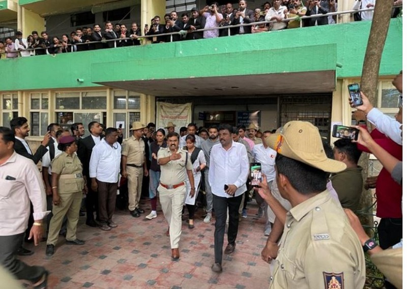 Suspended JD(S) MP Prajwal Revanna leaves from the court in Bengaluru