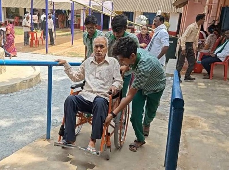 An 85-year-old Person with Disabilities (PwD),casts vote in Odisha's Baripada