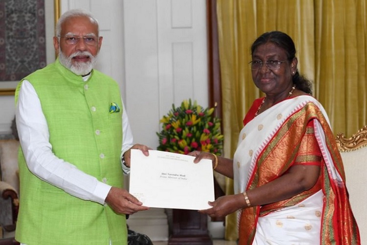 Prime Minister Narendra Modi with President Droupadi Murmu