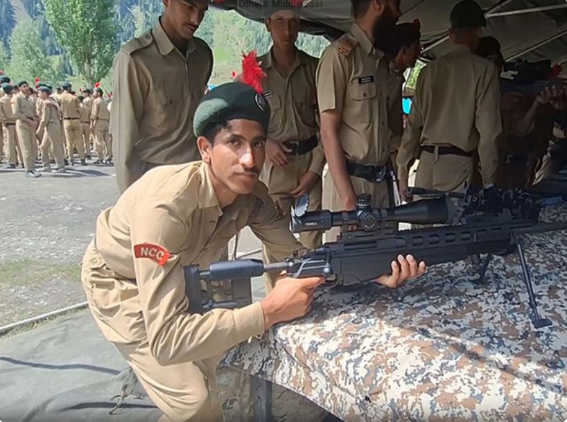 NCC cadet during weapon training in Gurez, Bandipora, J&K