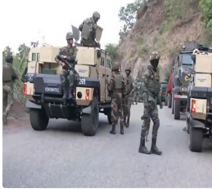 Visuals of search operation by security officials in Bandipora