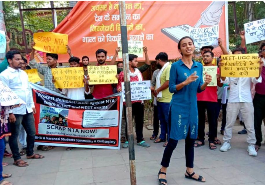 Students stage a protest over NEET and UGC-NET issues