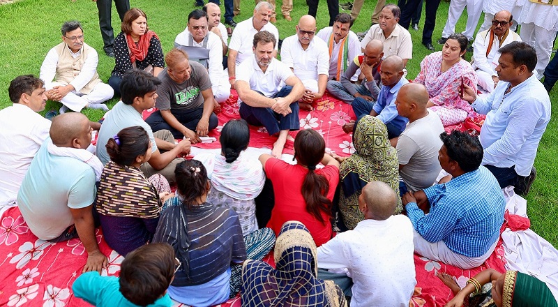 Rahul Gandhi meets stampede victims families in Hathras