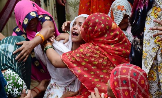 A scene of Hathras stampede aftermath