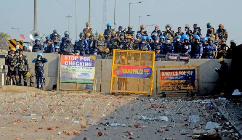 Police barricades at Shambhu Border