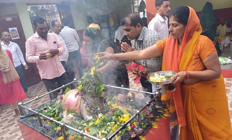 शिवभक्तों ने मंदिरों में किया जलाभिषेक