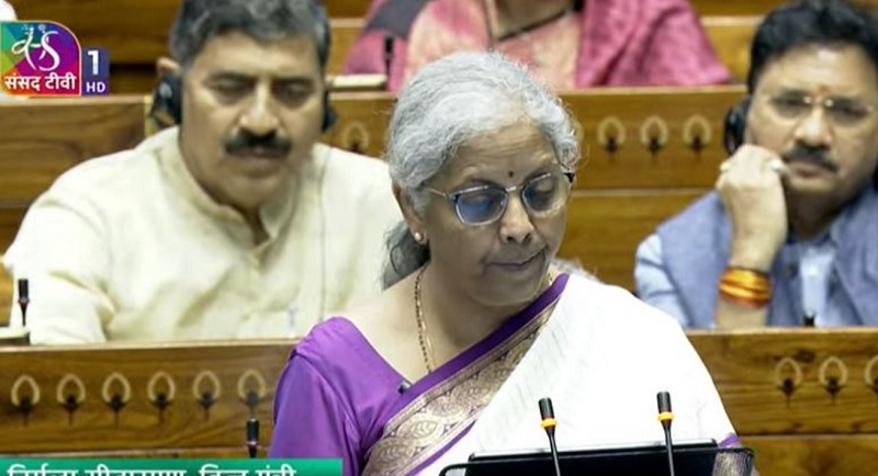 Finance Minister Nirmala Sitharaman presenting the general budget in Parliament