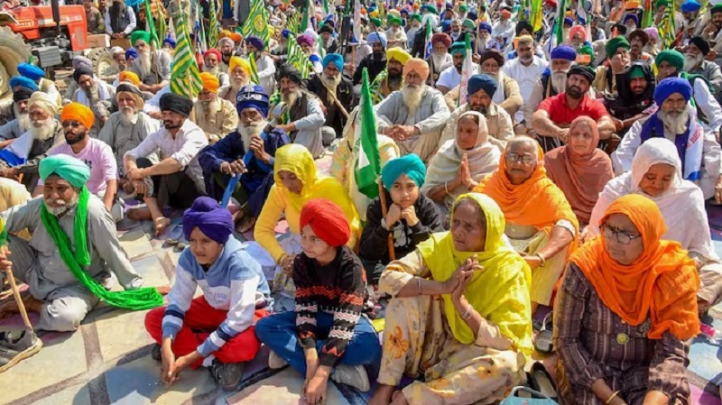 Farmers protest at Shambhu Border