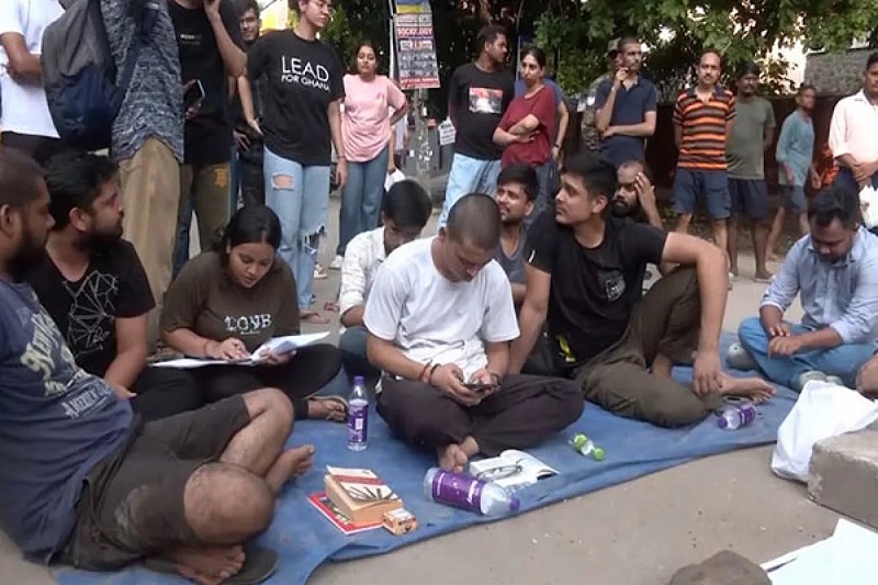 Students sitting on protest in Old Rajinder Nagar (File)