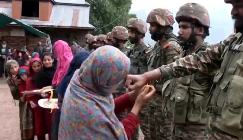 Women tie Rakhi to soldiers in Uri