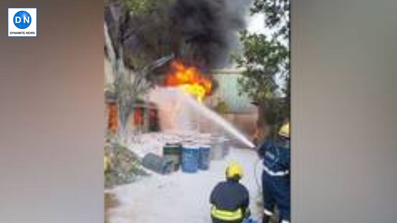 LPG cylinder blast sparks fire