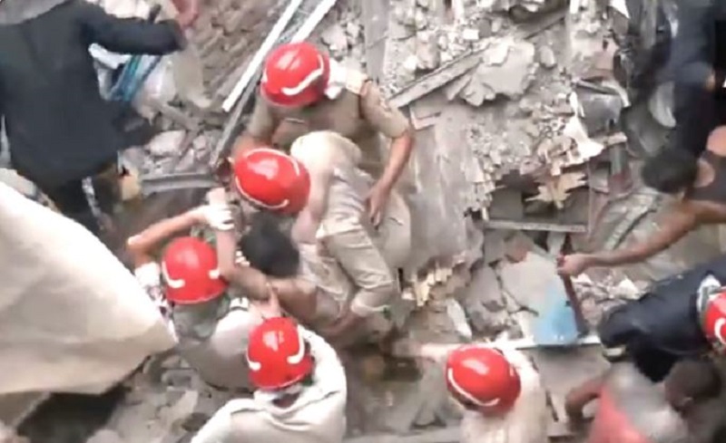 Rescue operation after house collapse in Karol Bagh