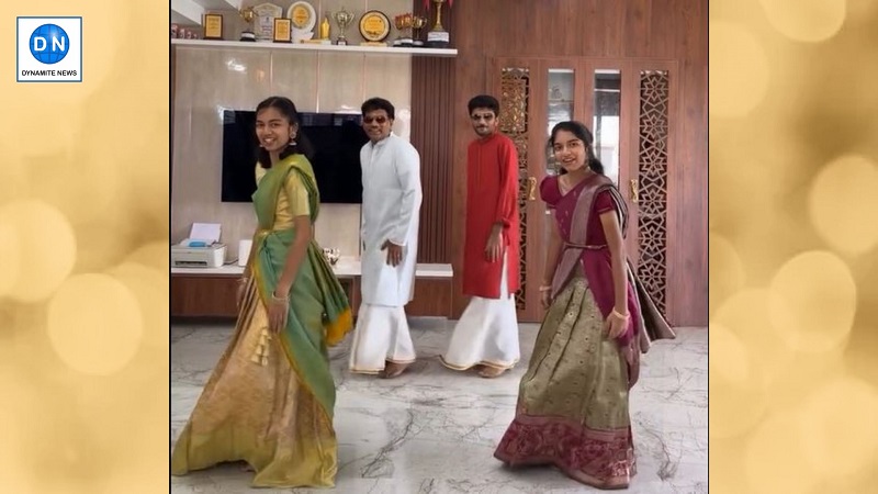 Gukesh (in red) with team dances on 'Manasilayo' song