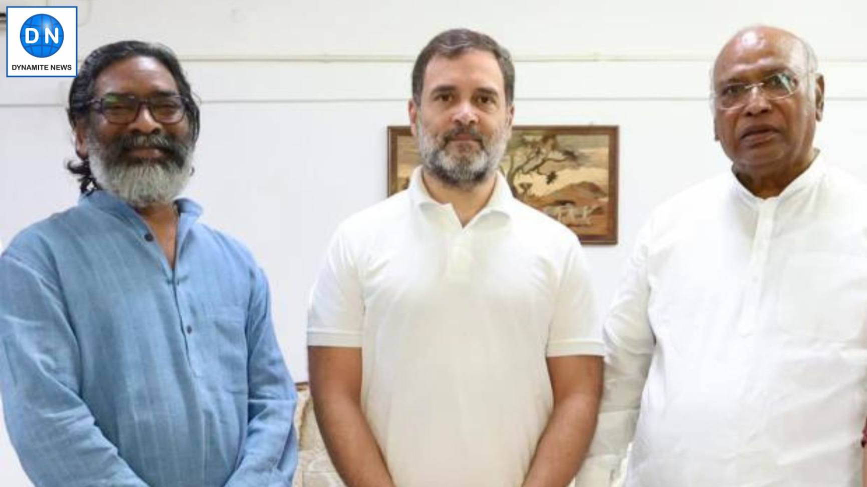 Hemant Soren, Rahul Gandhi, Mallikarjun Kharge