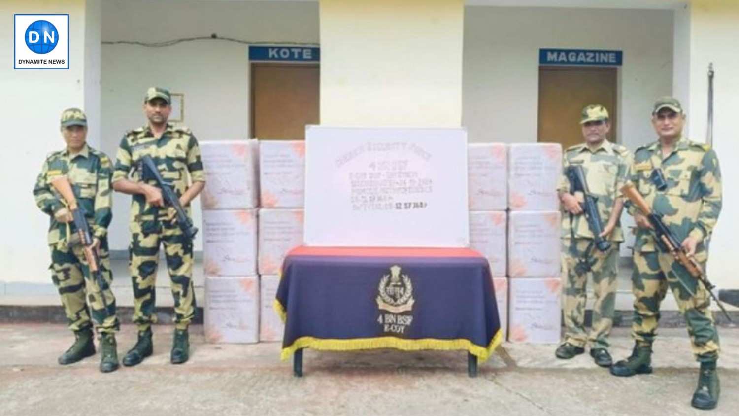 BSF personnel with the seized contraband