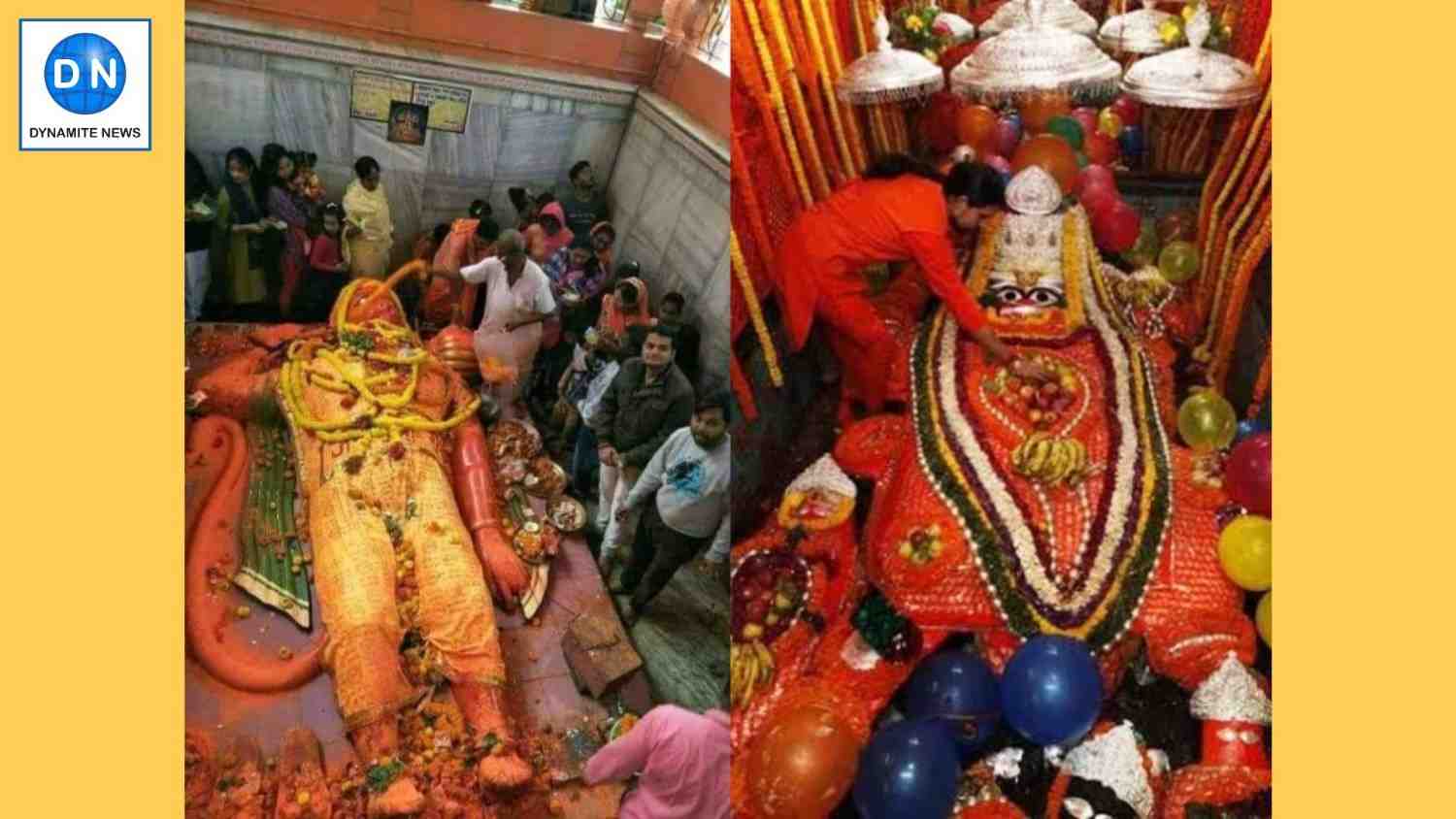 Devotees offer prayers at 'Lete Hanuman' Temple