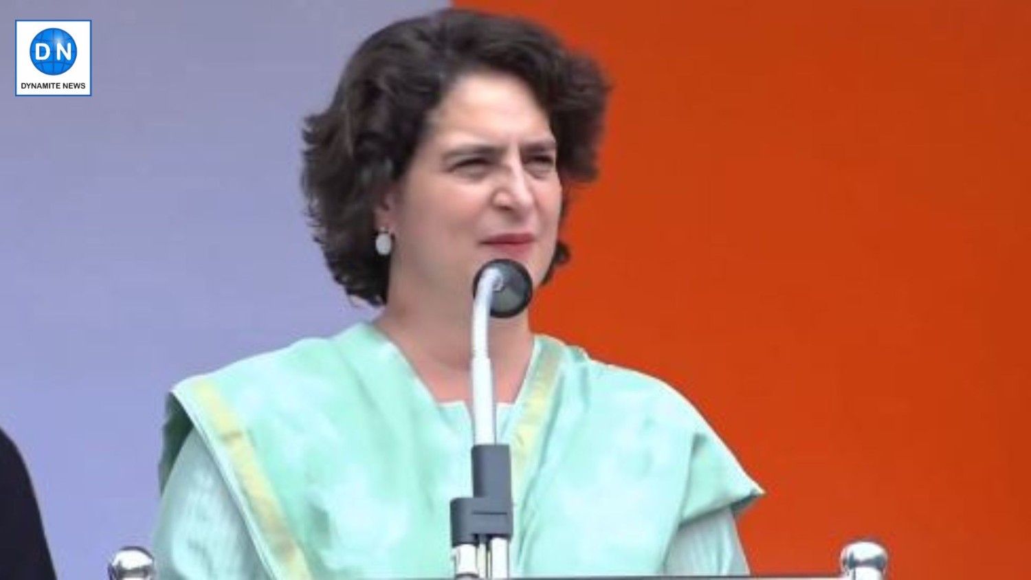 Priyanka Gandhi addresses a rally at Wayanad