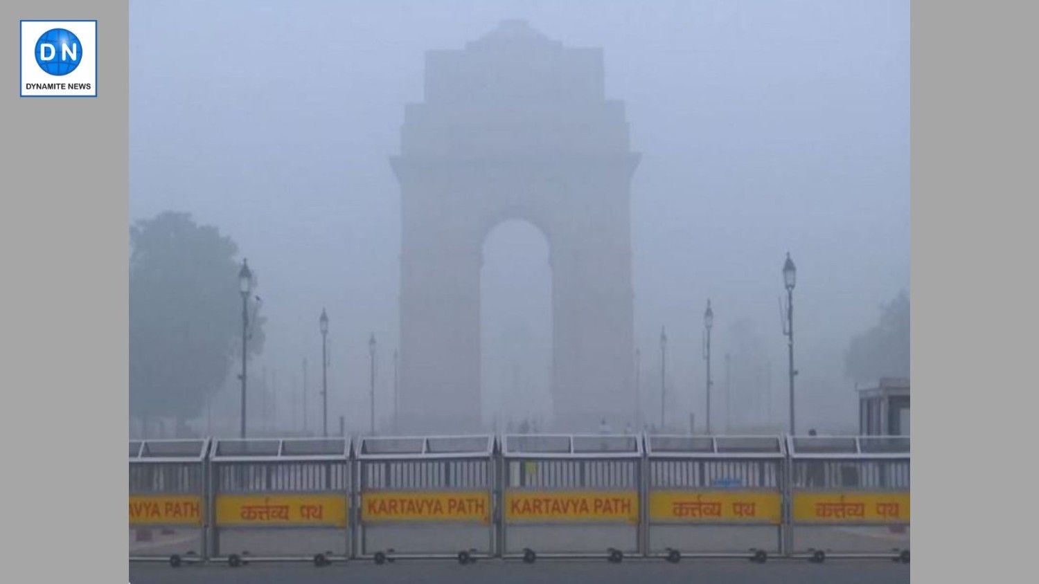 Visuals of low visibility near India Gate