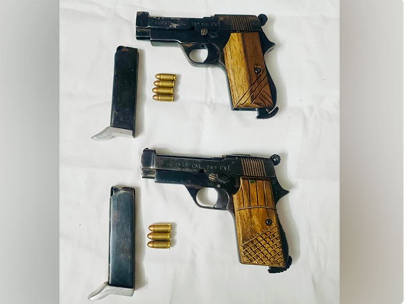 Pistols recovered by the officials