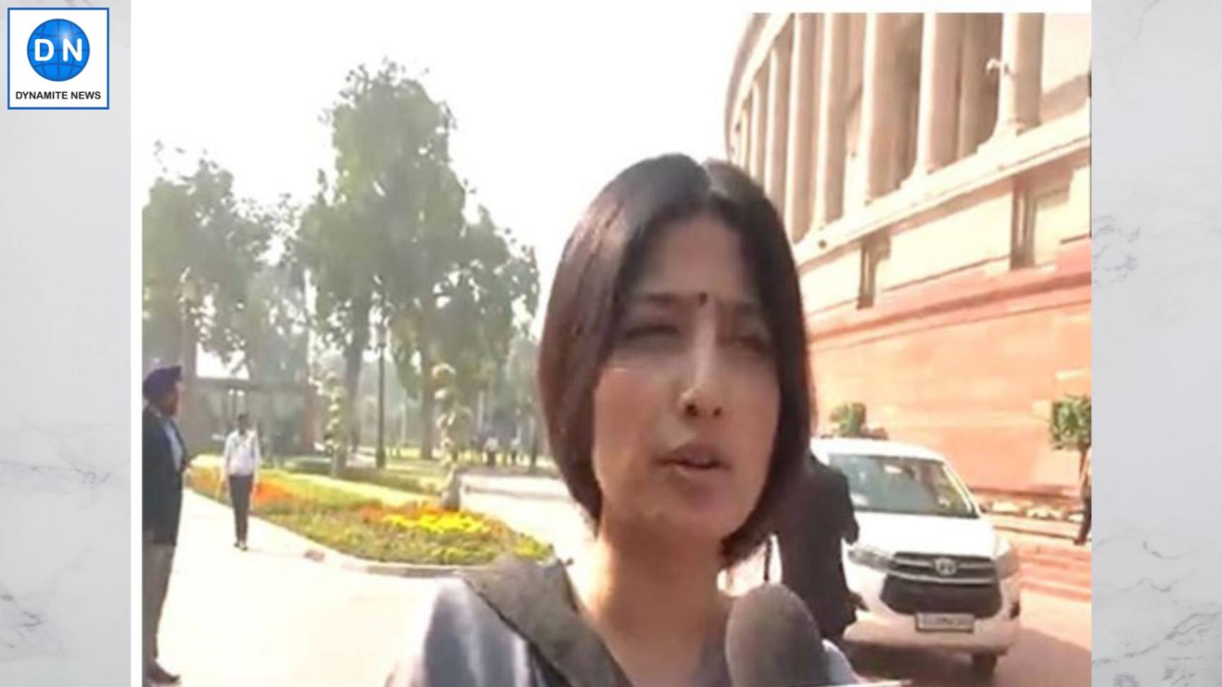 SP MP Dimple Yadav talking to reporters