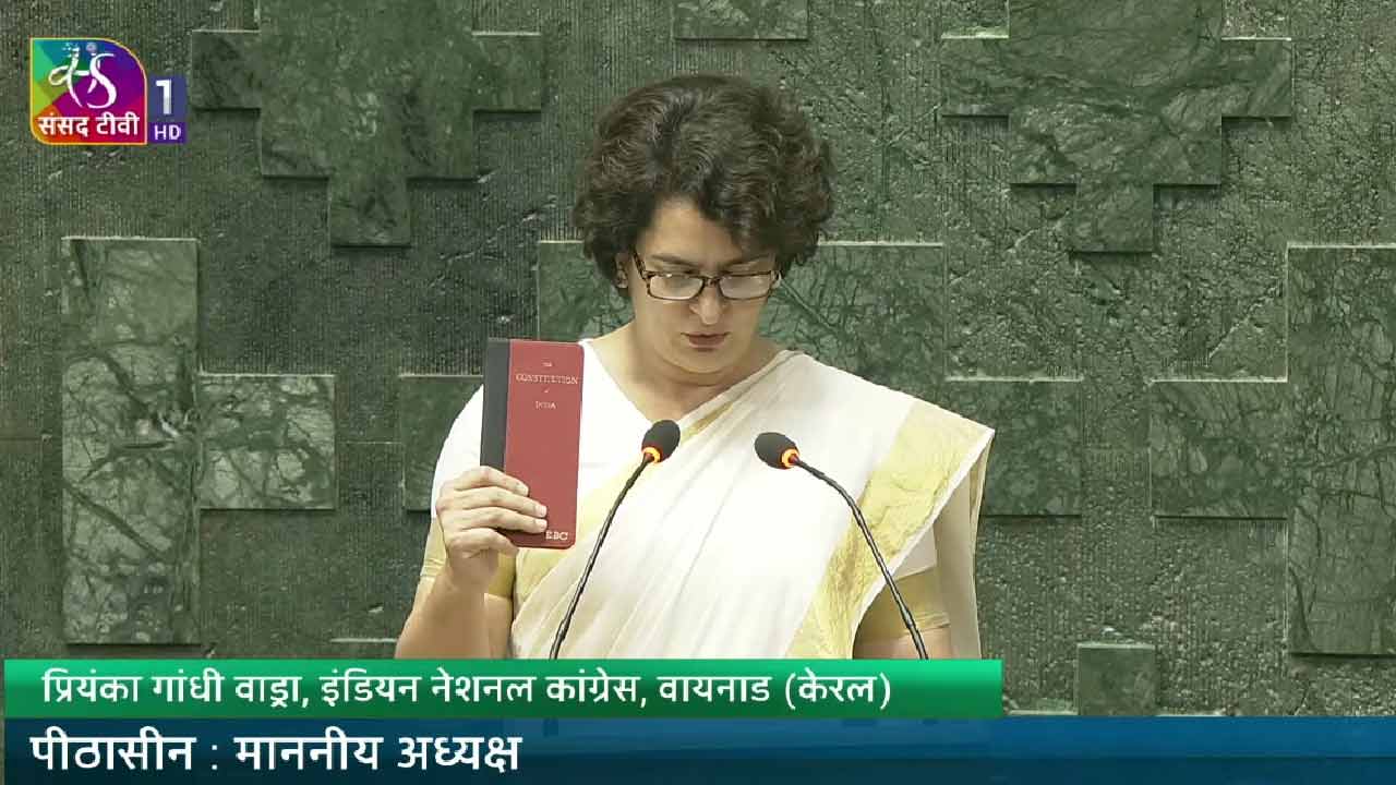 Priyanka Gandhi takes oath as MP in Lok Sabha