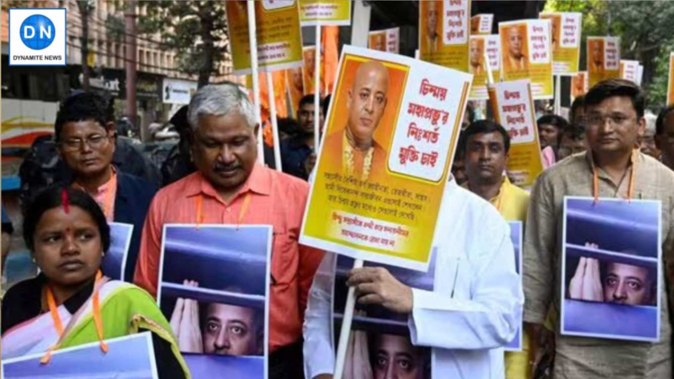 ISKCON stages protest in Kolkata  seeking the release of  monk Chinmoy Krishna Das