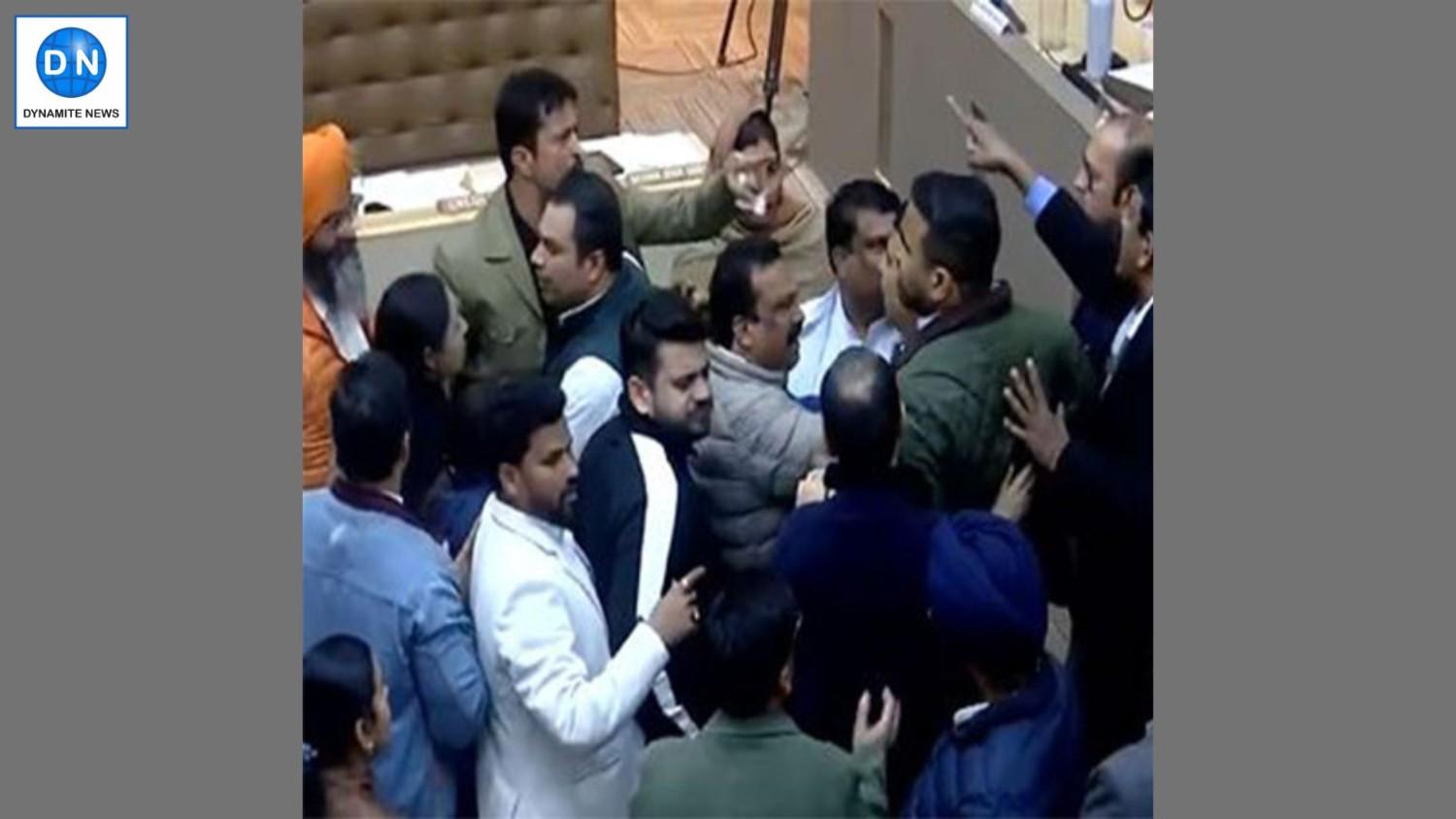 A scuffle erupted between Congress and BJP councillors