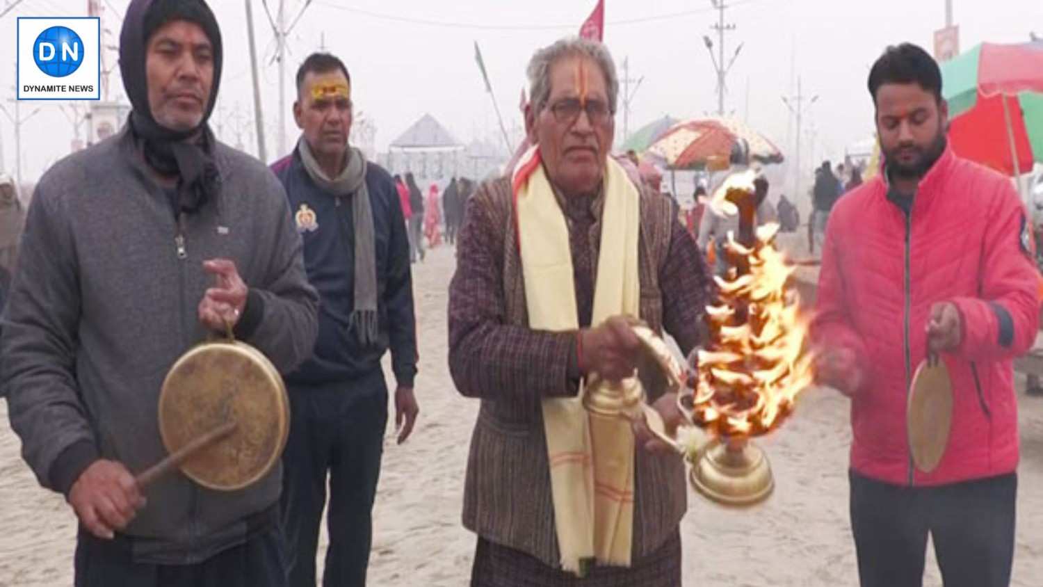 Ganga Aarti being performed at Sangam