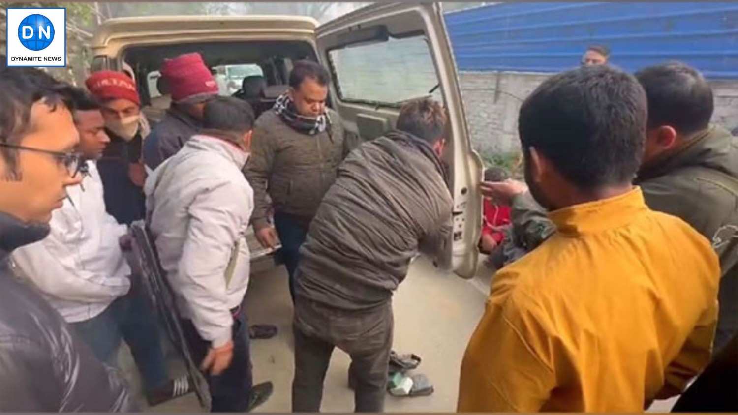 Assam police officials with the seized car