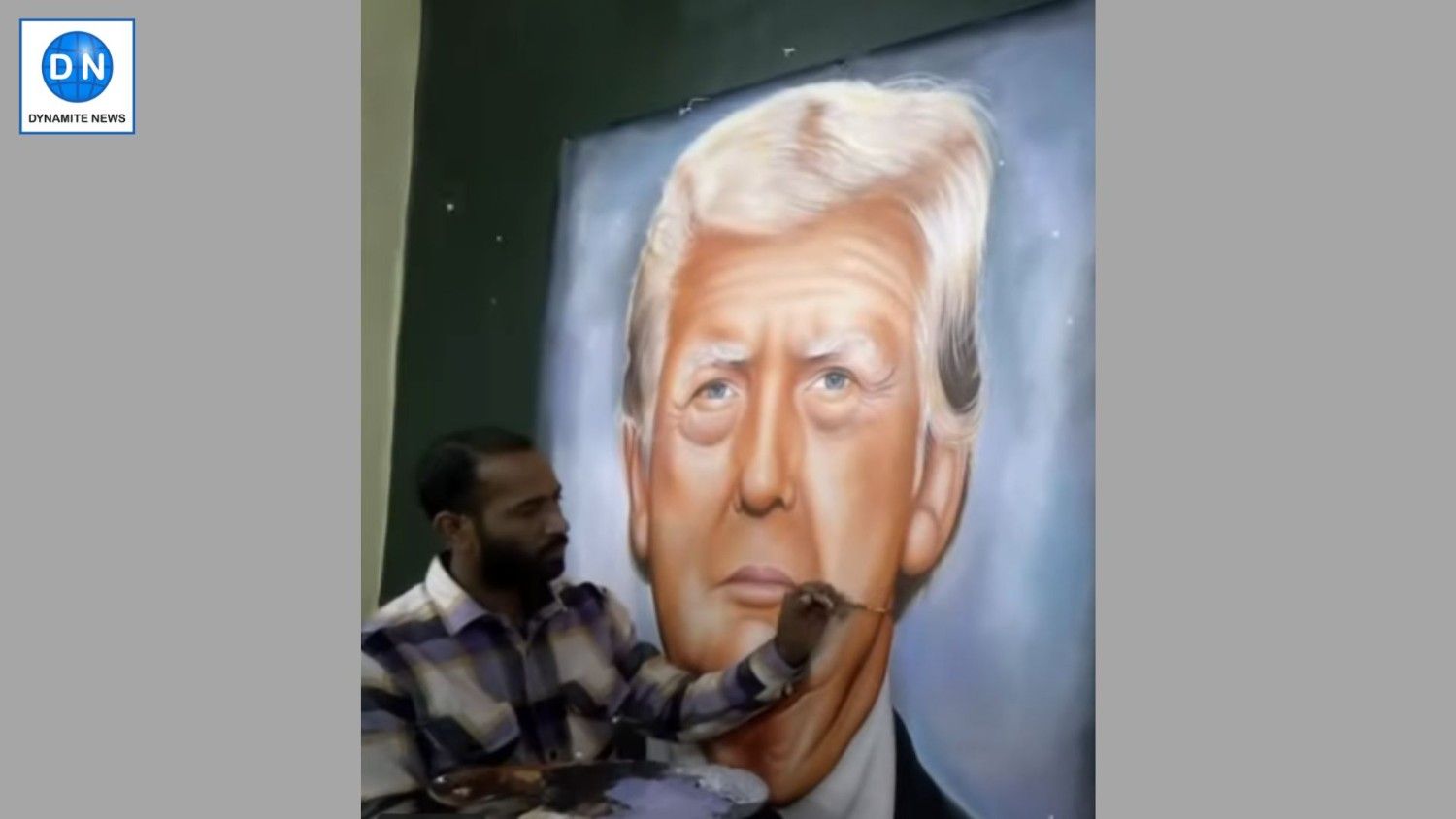 Trump Portrait: Jagjot gives final touches