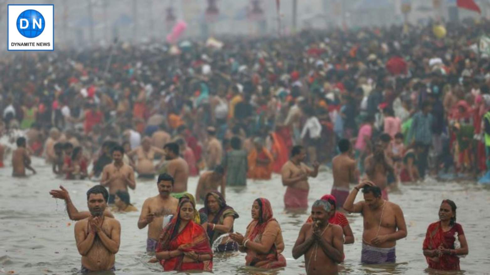 Pilgrims taking dip in Holy Sangam