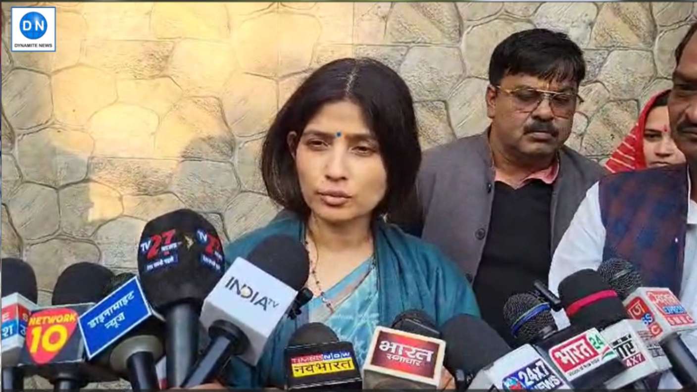 SP MP Dimple Yadav talks to reporters in Mainpuri