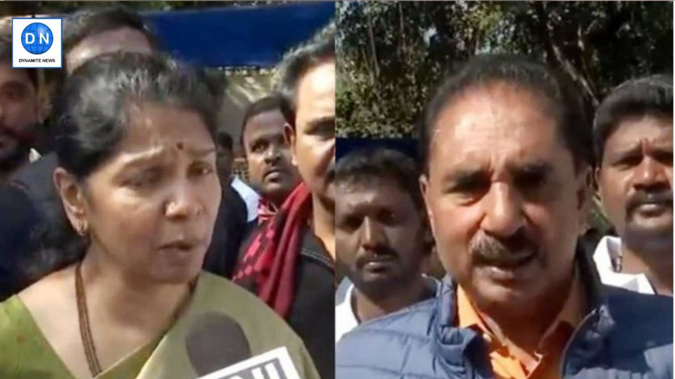 DMK MP Kanimozhi Karunanidhi(R), RSP MP N. K. Premachandran