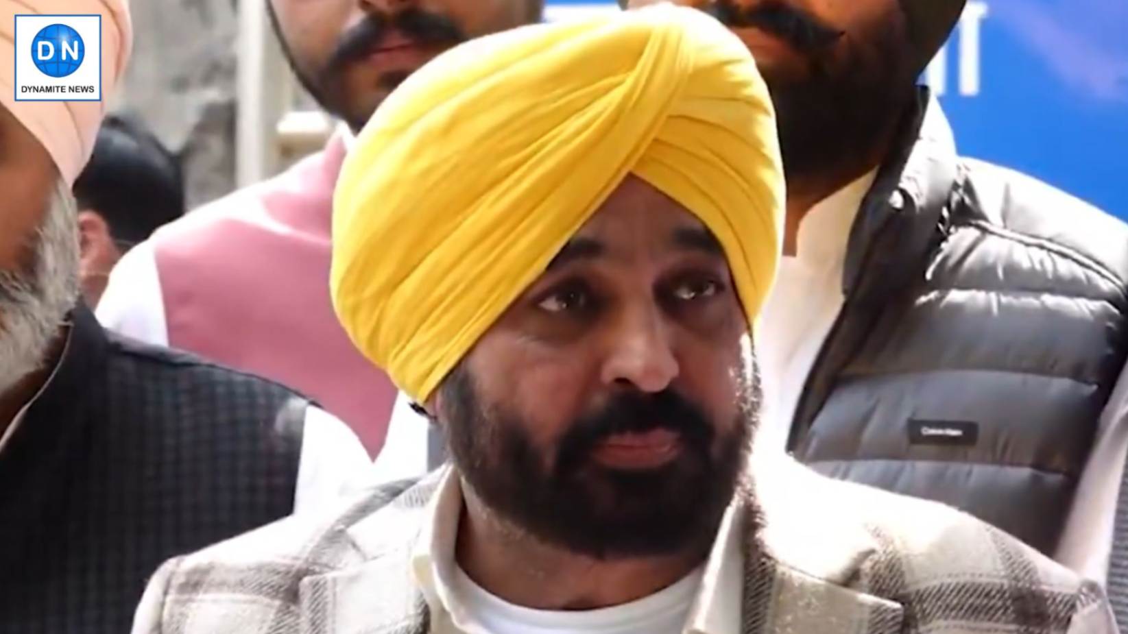 Punjab CM Bhagwant Mann talks to reporters in Delhi