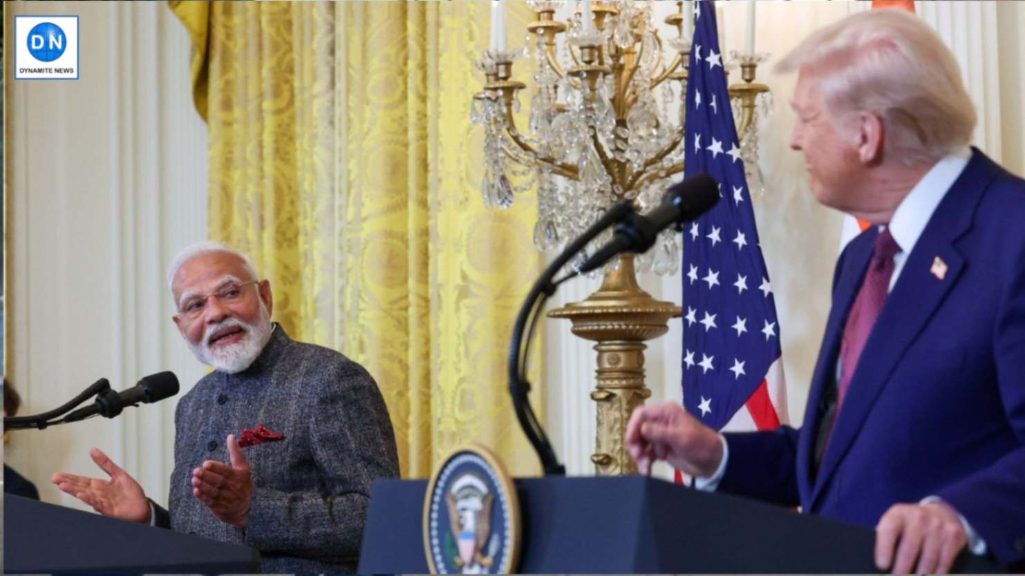 PM Narendra  Modi & US President Donald Trump during joint presser