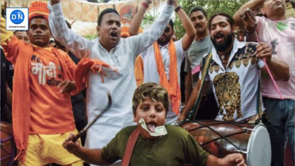 BJP supporters celebrate win in Delhi elections