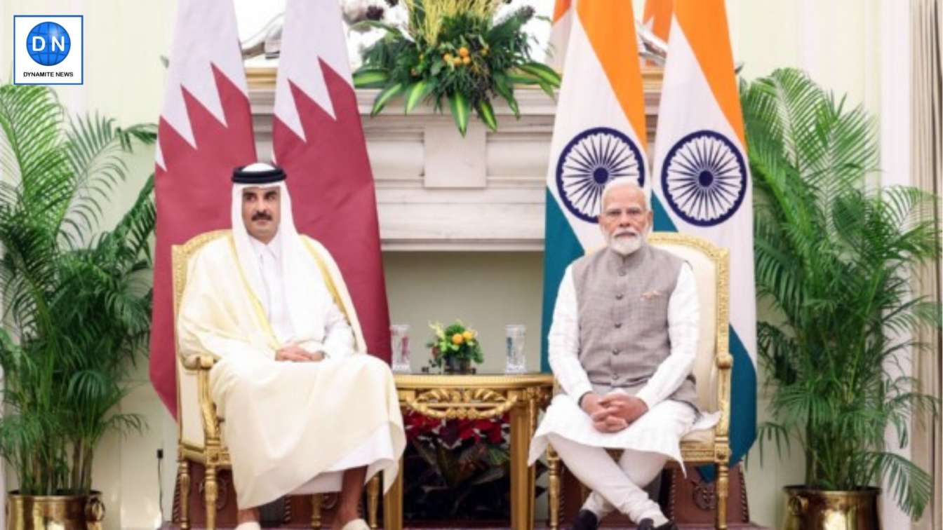 PM Narendra Modi with Sheikh Tamim Bin Hamad Al Thani