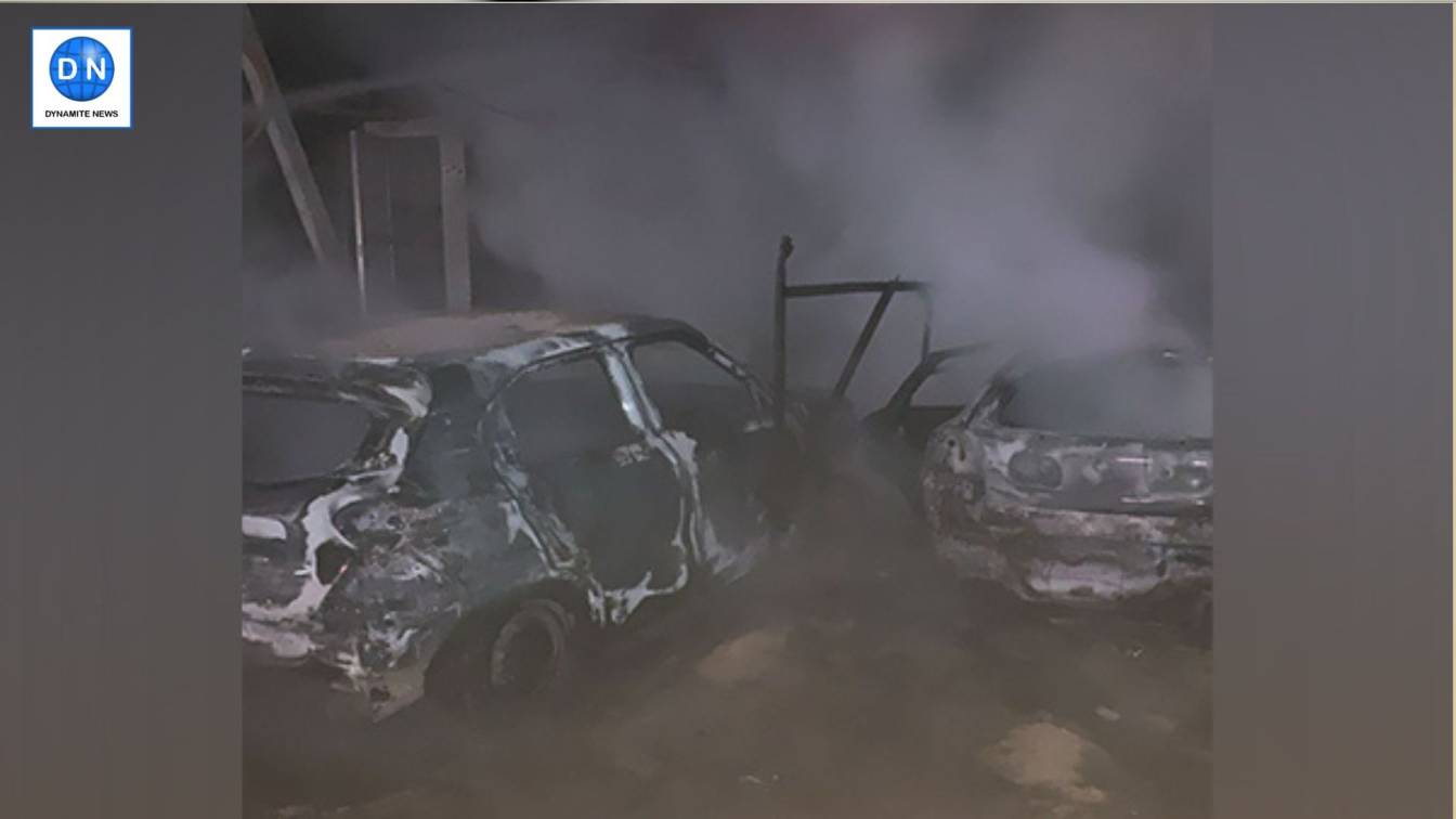 The fire damaged two vehicles in the incident