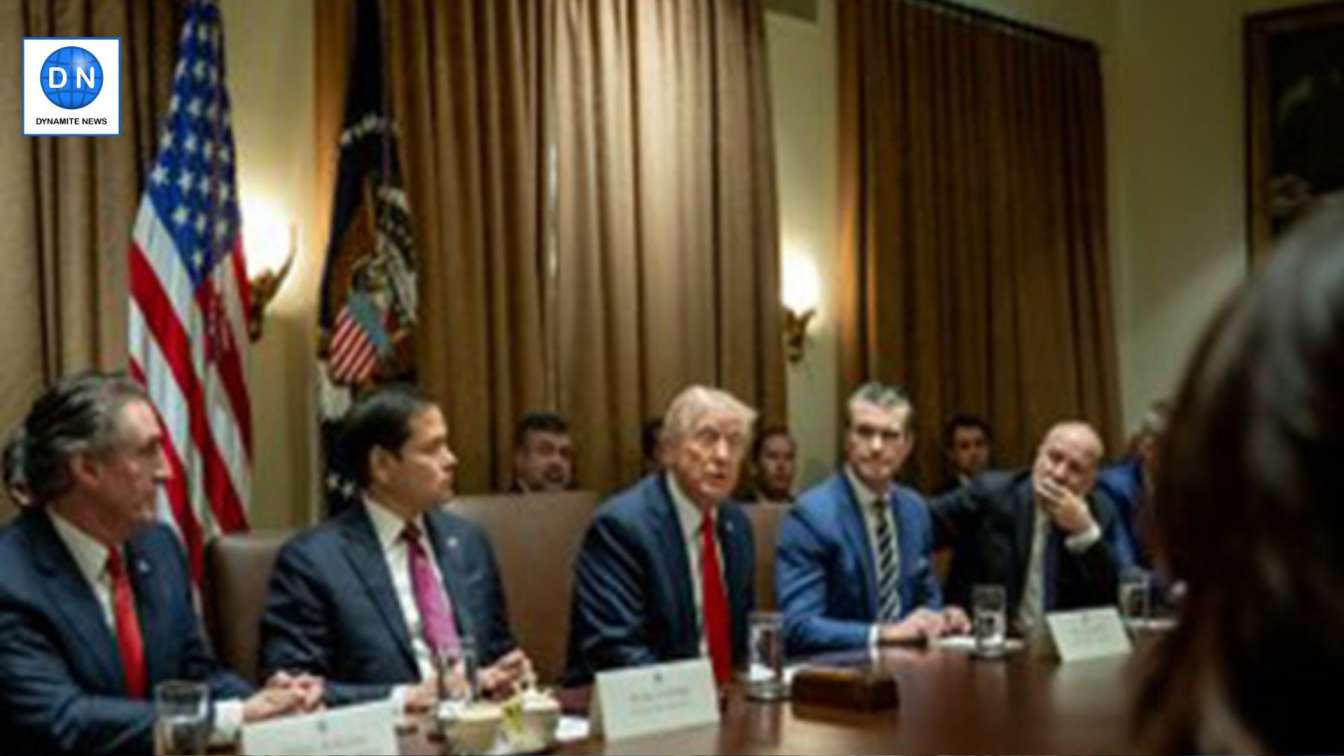 US President Donald Trump at his first cabinet meeting