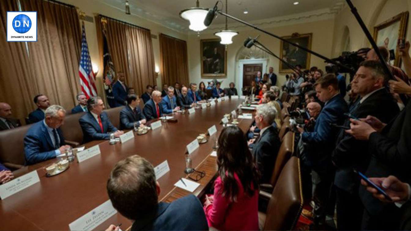 US President Donald Trump at his first Cabinet Meeting