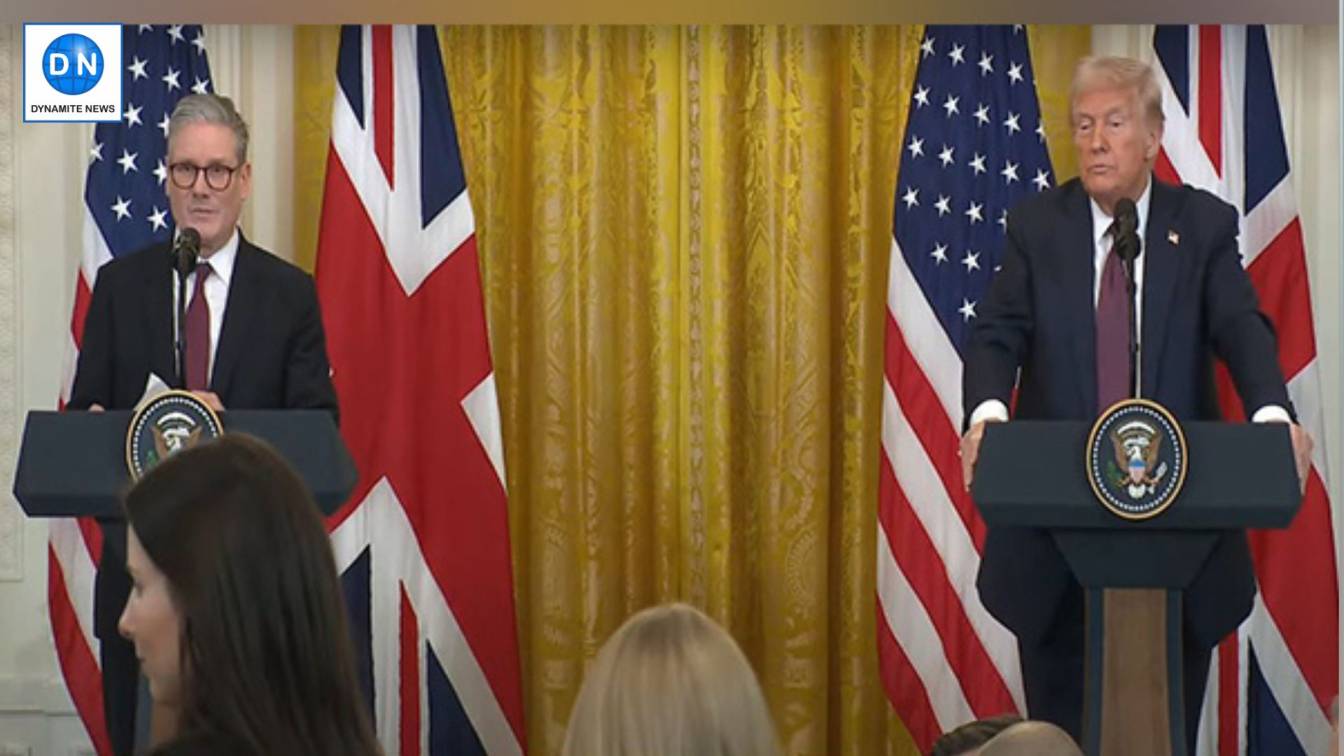 US President Donald Trump holds a press conference with UK Prime Minister Keir Starmer