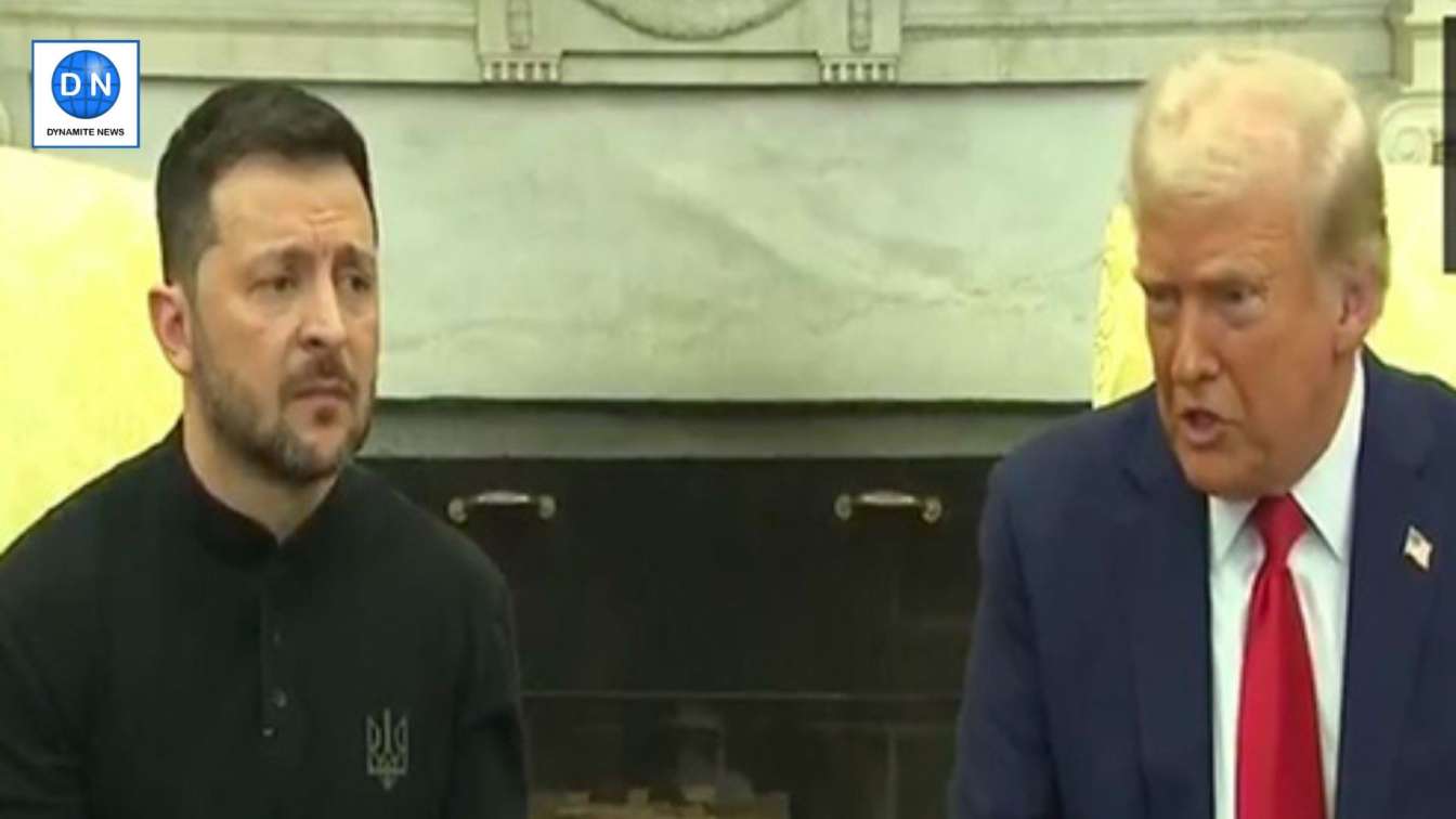 US Donald Trump with Ukrainian President Volodymyr Zelenskyy